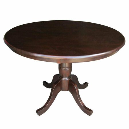 FINE-LINE 30 x 36 in. Round Top Pedestal Dining Table - Rich Mocha FI320608